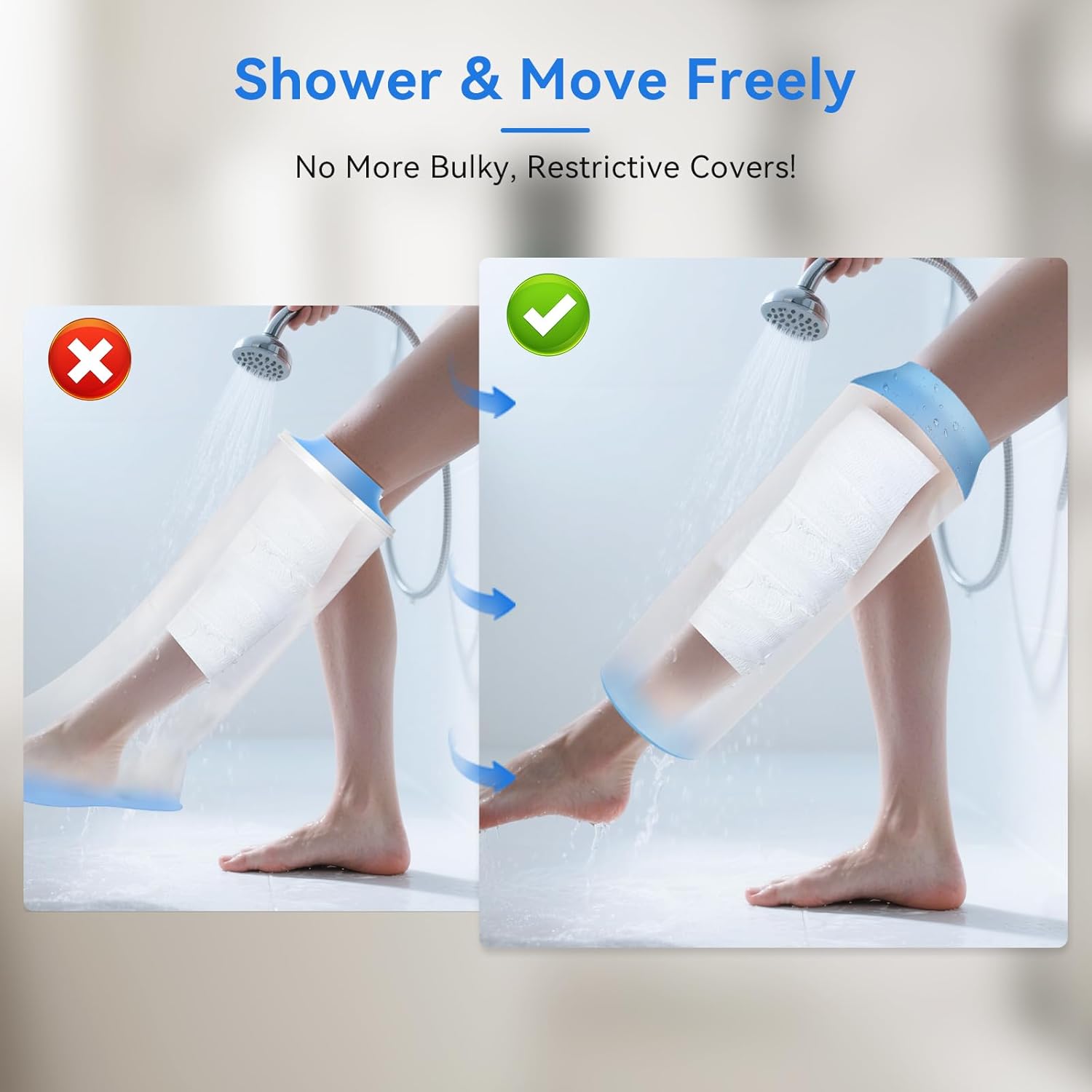 Waterproof Knee Cover for Shower After Surgery, Knee Cover Cover Protector for Showering After Surgery for Knee Surgery Recovery Replacement Bandages Wounds Braces, Reusable