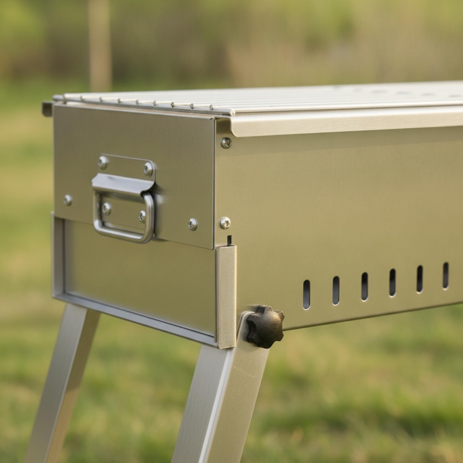 Parrilla de Barbacoa Portátil Parrilla de Carbón Parrilla Plegable Parrilla de Acero Inoxidable con Asas Laterales y Patas Plegables para Transporte, size to 1