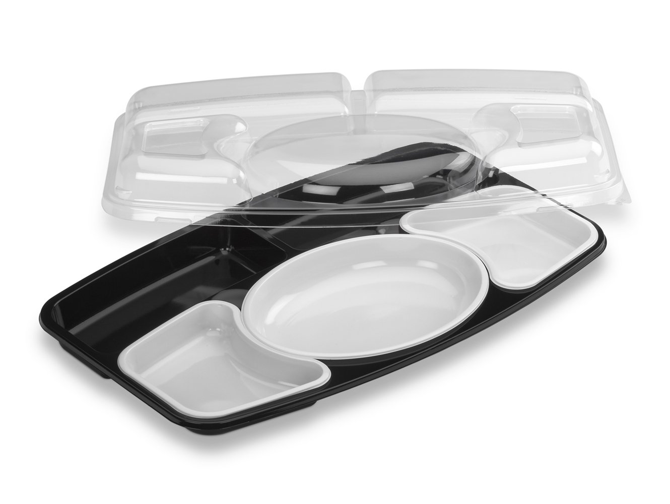 GUILLIN - SELFIPACK PRP5KNB SACHET DE 15 Kit Plateau Repas Prestige 5 Compartiments Fond et Couvercle, Polystyrène, Multicolore, 42 x 25,4 x 7,5 cm