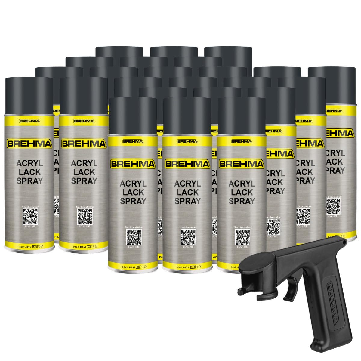24x Acryl Lackspray Ral 7016 Antrazitgrau matt Lack Farbe Sprühfarbe 400ml inkl. Griff
