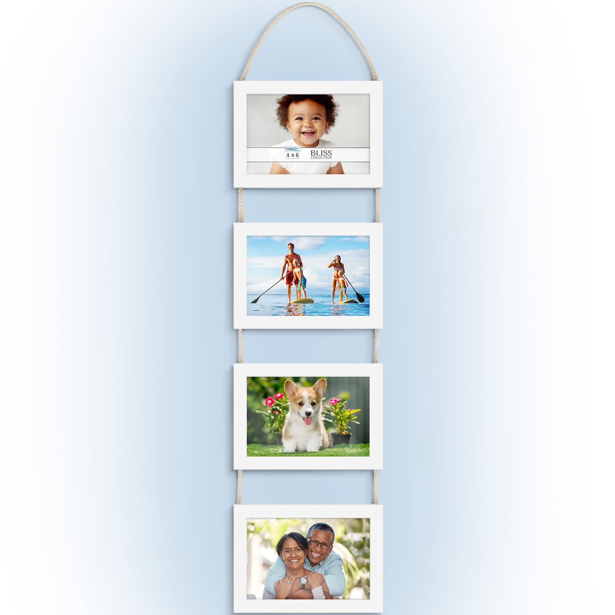 Cadre photo mural 4 ouvertures Bliss pour vos photos de famille au salon