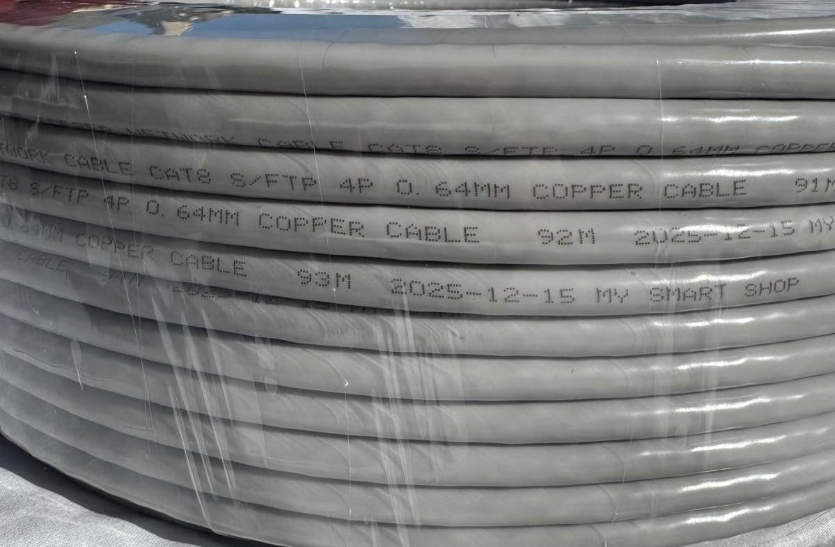 Cavo Ethernet CAT8 Schermato S/FTP 40 Gbps Cat 8, rame puro, cavo dati, PoE++ DOPPIA SCHERMATURA SFTP 100% RAME (100)
