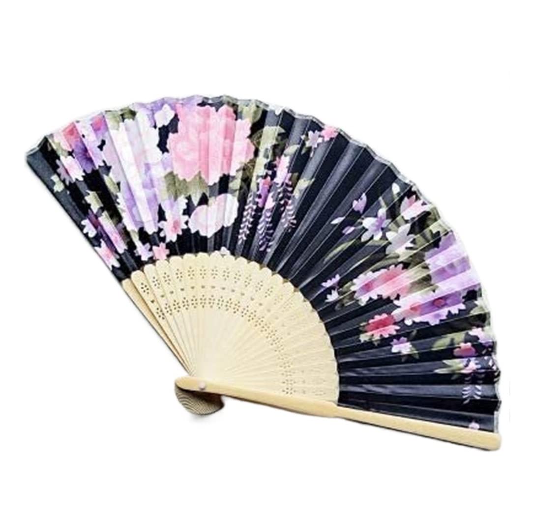 Display Fans Vintage Bamboo Folding Hand Held Flower Fan Chinese Dance Party Solid For Hand Held(B)