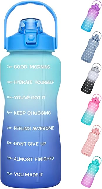 MEITAGIE 2.2 Litre Large Water Bottle with Time Marker, Leakproof Half Gallon 2.2L Drink Bottle with Straw & Handle,Ensure You Drink Enough Water Daily for Fitness,Gym and Outdoor Sports