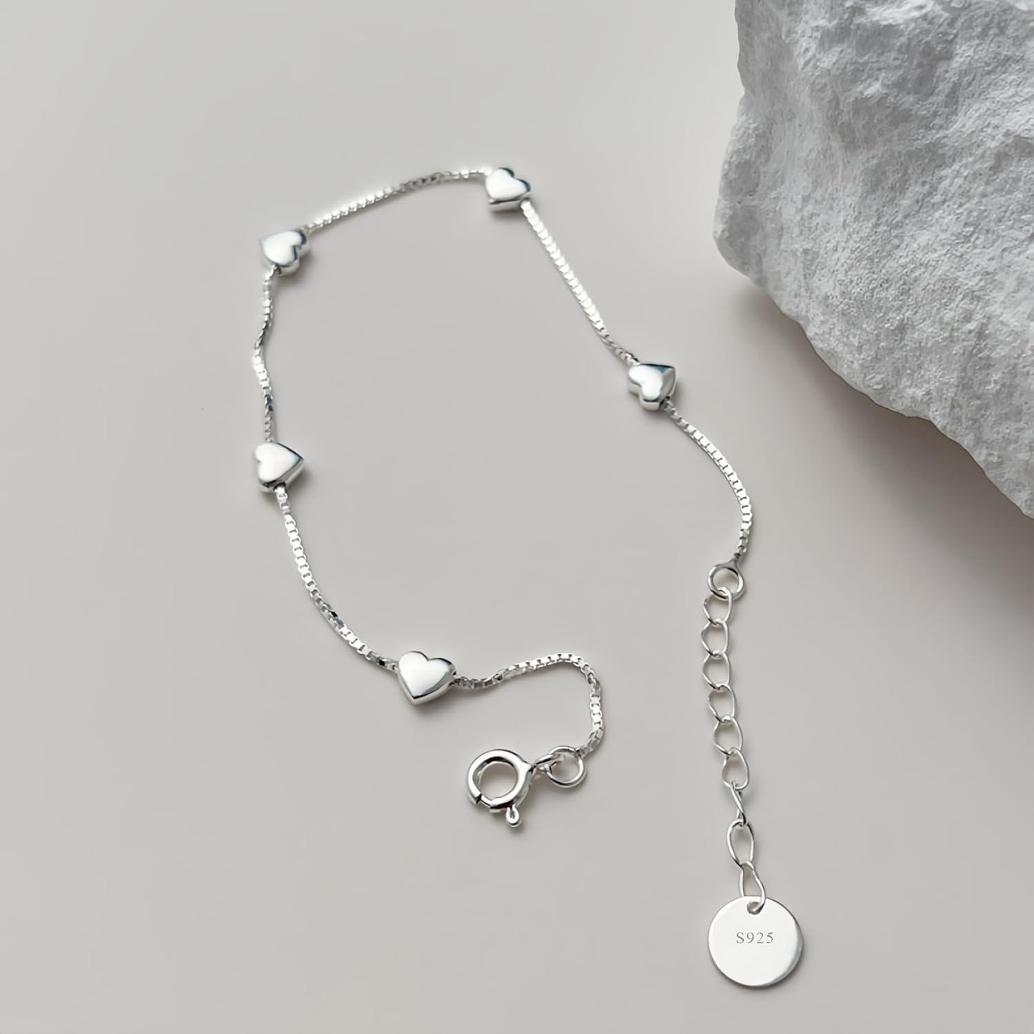 Love Heart Bracelet for Women 925 Sterling Silver Cute Star Moon Emerald Charm Chain Bracelet 14k Gold Plated Adjustable Link Bracelet Bangle Jewelry Christmas Gifts to Daughter Mom