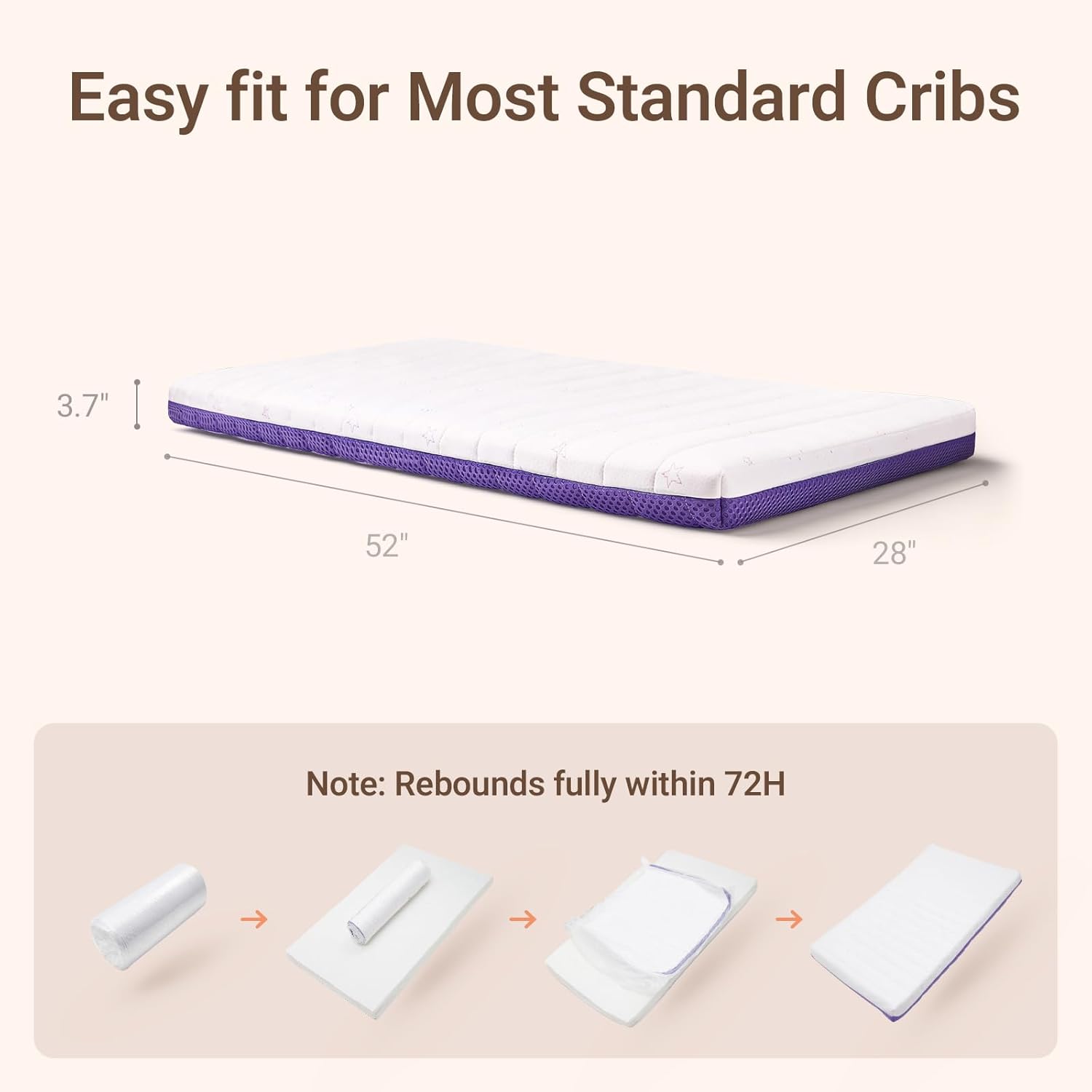 MAMAZING Aerobase Pro Baby & Toddler Crib Mattress – 2 Stage Breathable Mattress, Temperature Balance Fabric Cover, 100% Washable, Oeko-TEX, GREENGUARD Gold & SGS Certified, 52" × 28" × 3.7"