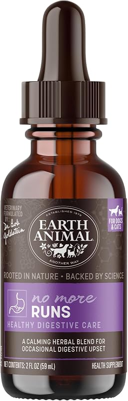 Suplemento fitoterápico para gatos e cães Earth Animal No More Runs, 60 mL