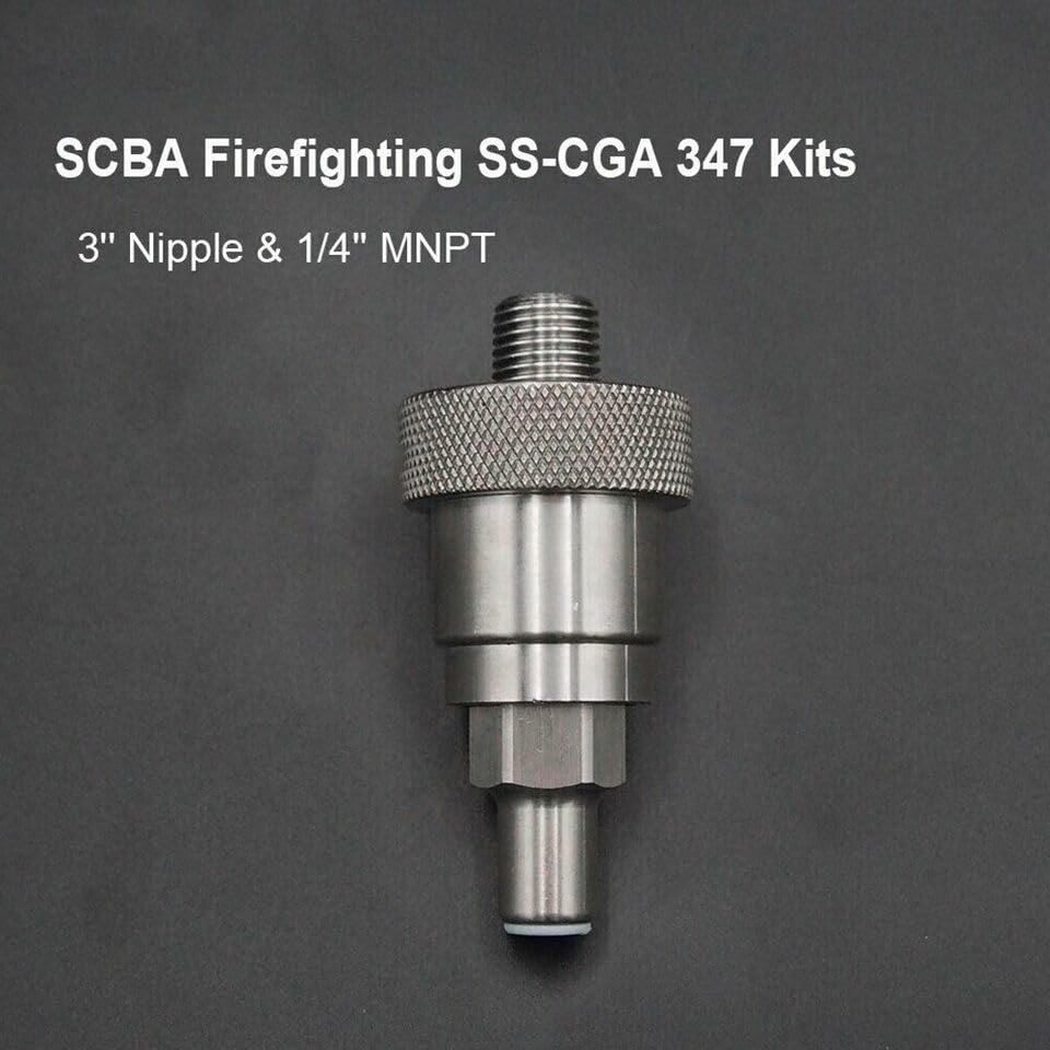 DREAWOO SCBA Fire SS-CGA 347 Kit 1/4 MNPT Handtight Nut and 3-Nipple 347-Atmospheric