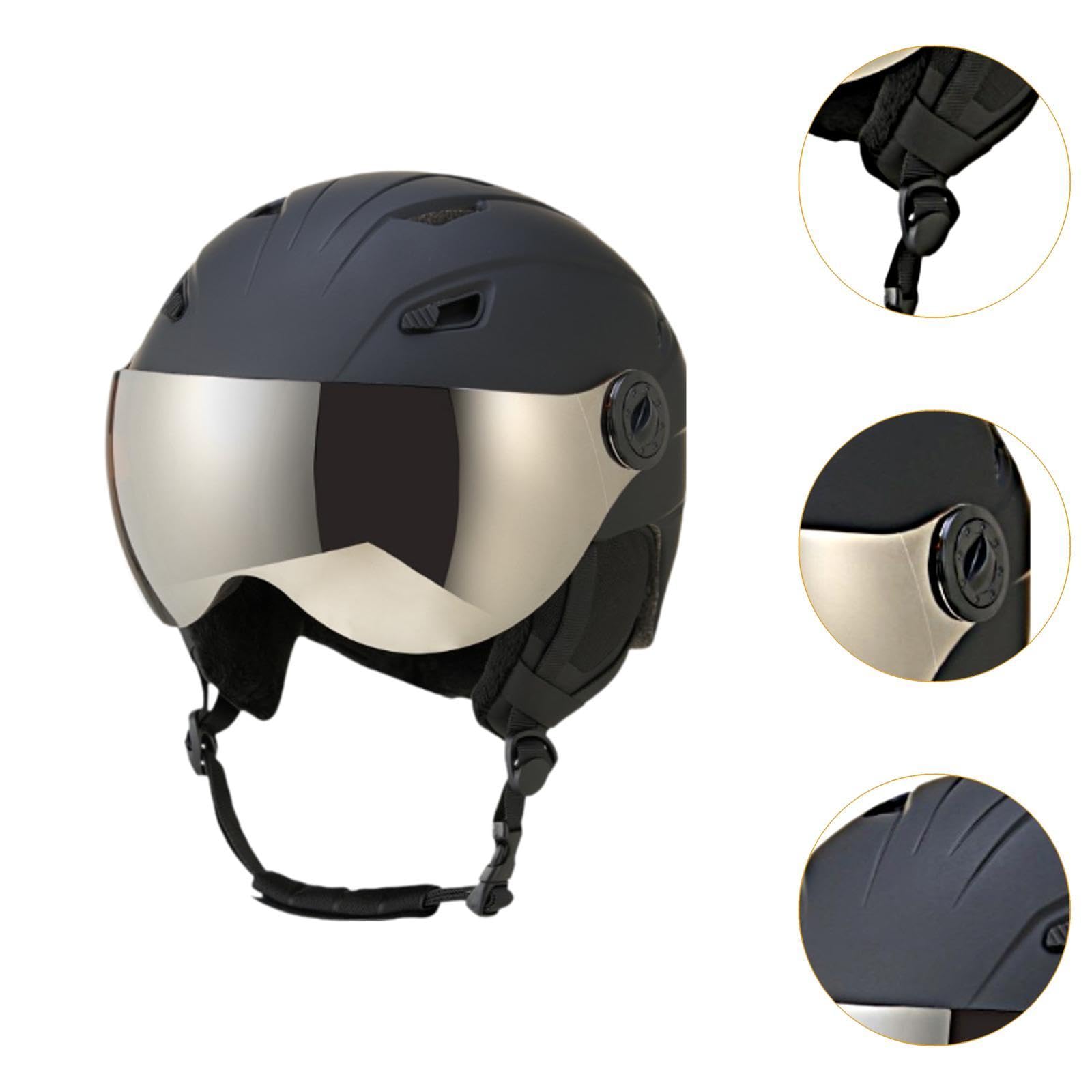 F Fityle Casque de Ski avec visière intégrée, Ajustement réglable, Casque de Ski Respirant, résistant aux Chocs, Casque de Sport de Neige, Casque de Snowboard