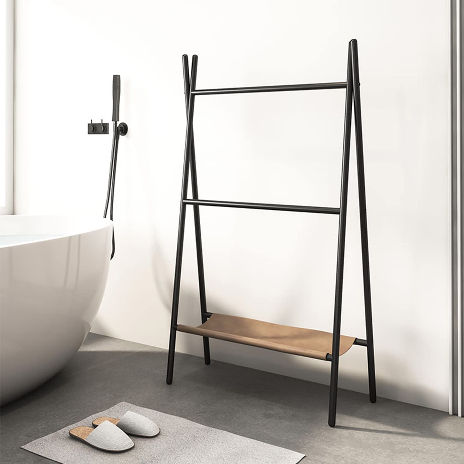 Toallero Independiente de 3 Niveles, Soporte para toallero de Suelo, Soporte para Secado de Toallas de baño con Estante de Almacenamiento Inferior, Estante Junto a la Piscina