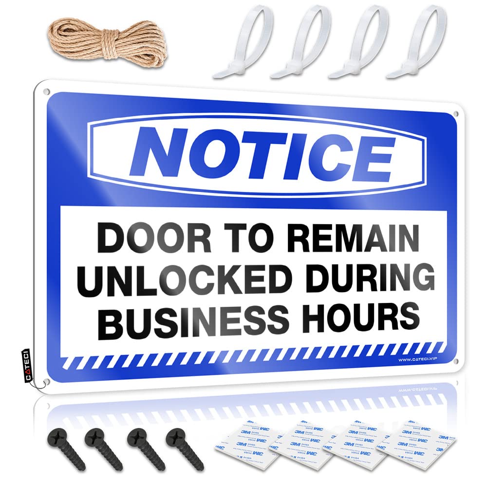 Tin Bar Signs Notice Door To Remain Unlocked During Business Hours Tin Sign Funny Outdoor Decor Vintage Coffee Sign(30X40CM)