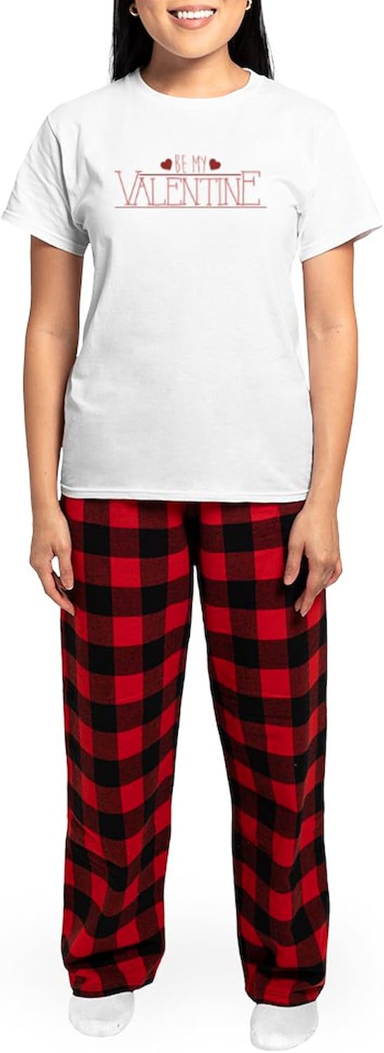 CafePress Be My Valentine Women's Light Pajamas Women's Novelty Cotton Pajama Set, Comfortable PJ Sleepwear