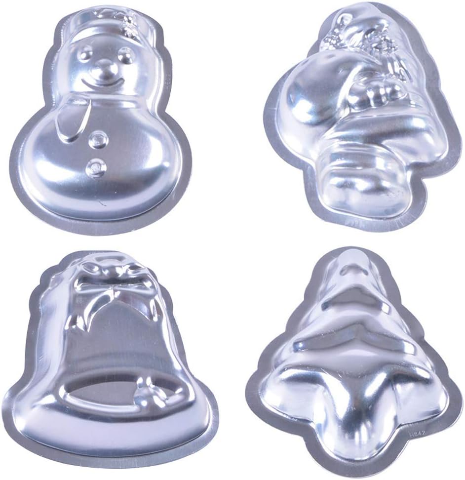 tyoungg Metal Aluminum Christmas Bath Bomb Mold Set Christmas Santa Clause Christmas Jingle Bell Christmas Snowman Christmas Tree Bath Bomb Molds (2)