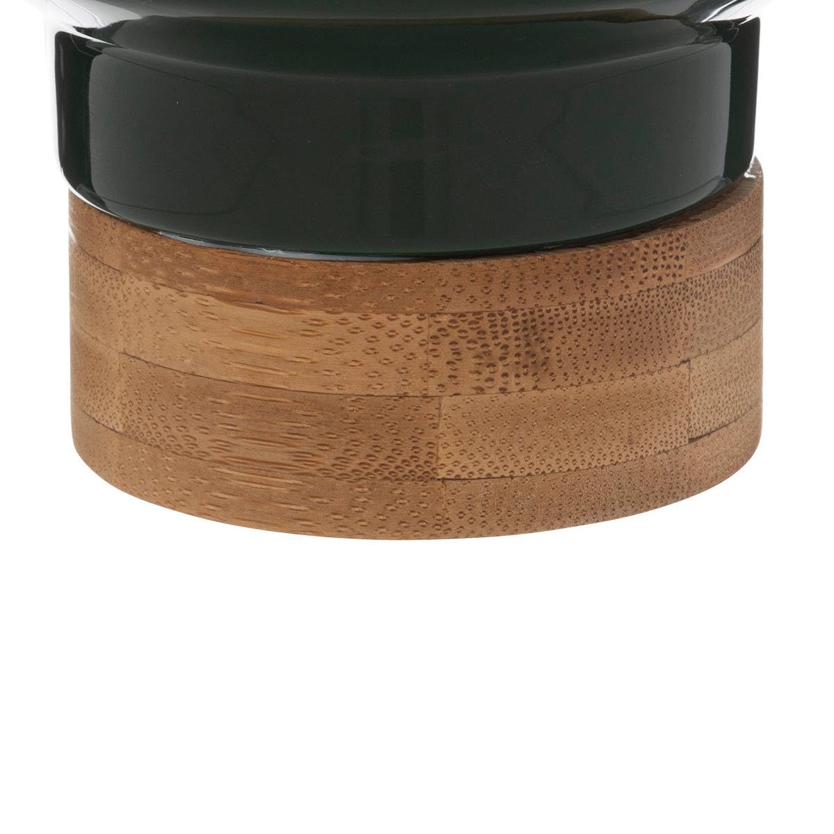 Atmosphera - Cache-pot en pot en céramique et bambou H16cm vert foncé