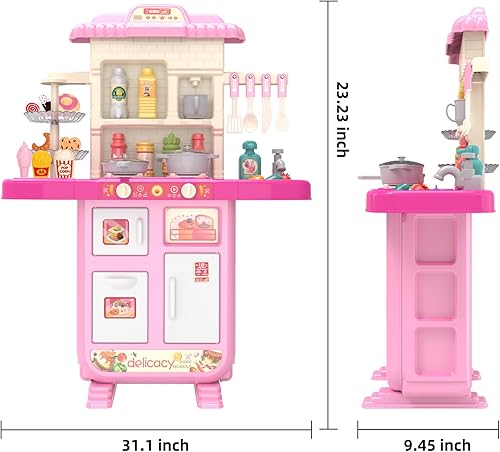 Miniatura 5 de Doloowee Juego de cocina para niños, juguete de cocina para niños pequeños de 3 a 5 años con más de 40 accesorios, juego de cocina de juguete para