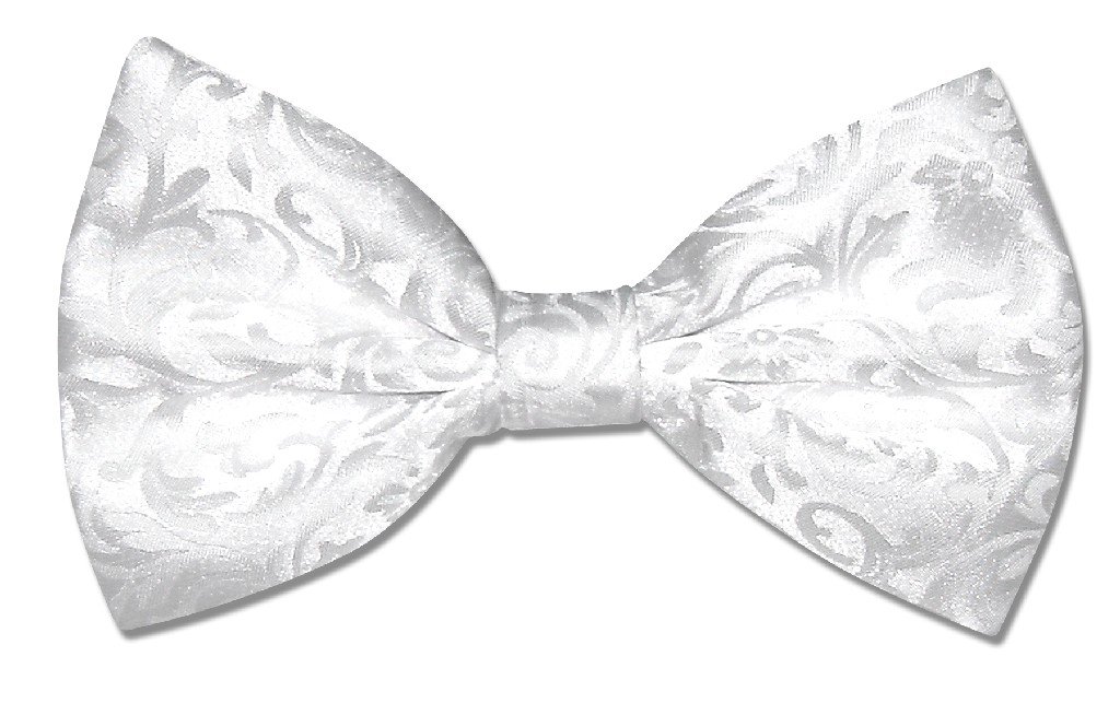 Antonio Ricci BOWTie WHITE Paisley Design Men's Bow Tie for Tuxedo or Suit