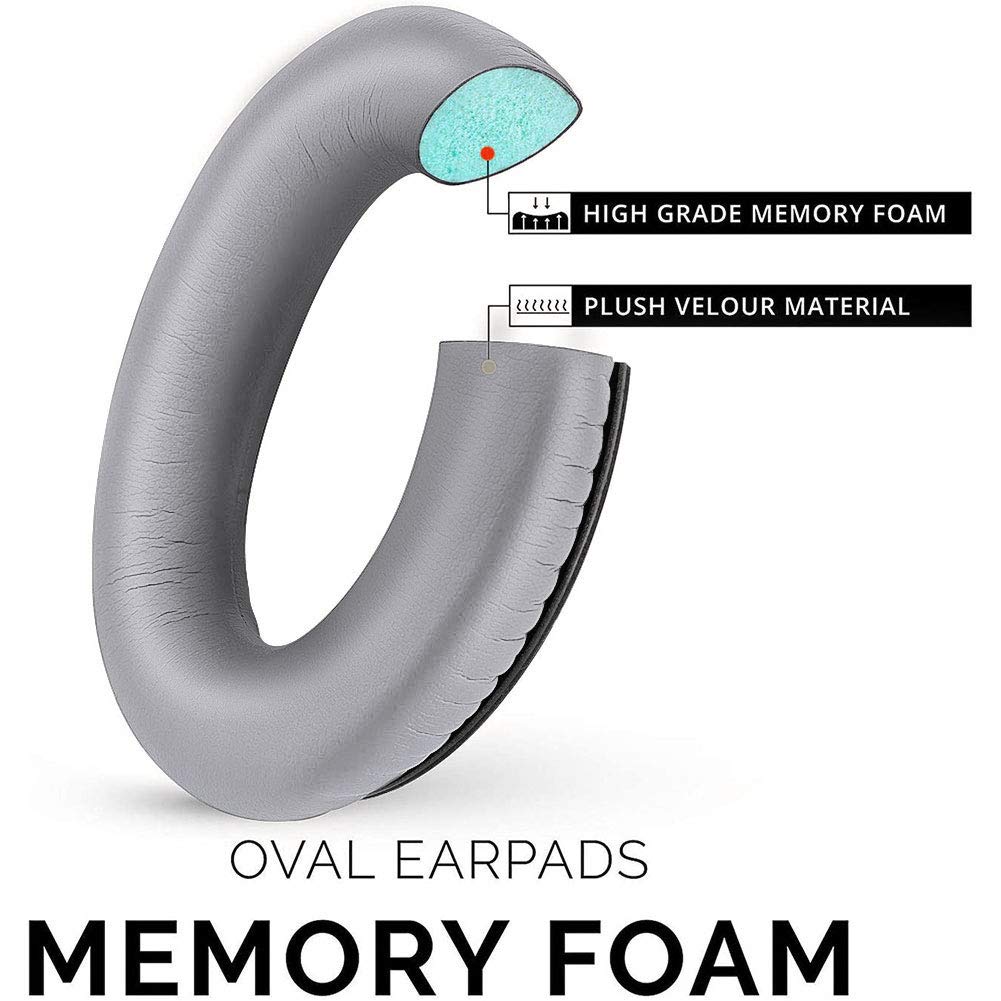 QC35 Almohadillas de repuesto para auriculares, QC35, QC35ii, almohadillas de repuesto para auriculares - Compatible con Quiet Comfort35, QC25, QC35ii, QC15, AE2, AE2i-Cómodo y duradero (plata)