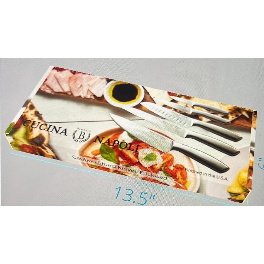 Cucina Napoli Kitchen Knife Set of 5 Piece | Satin Finish Blade with Hollow Handle | Includes 3.5" Paring, 5" Utility, 7" Santoku, 8" Bread, 8" Chef Knives