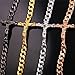 U7 Rose Gold Plated 7mm Cuban Chain Vintage Crucifix Charm Link Bracelet, 8.3