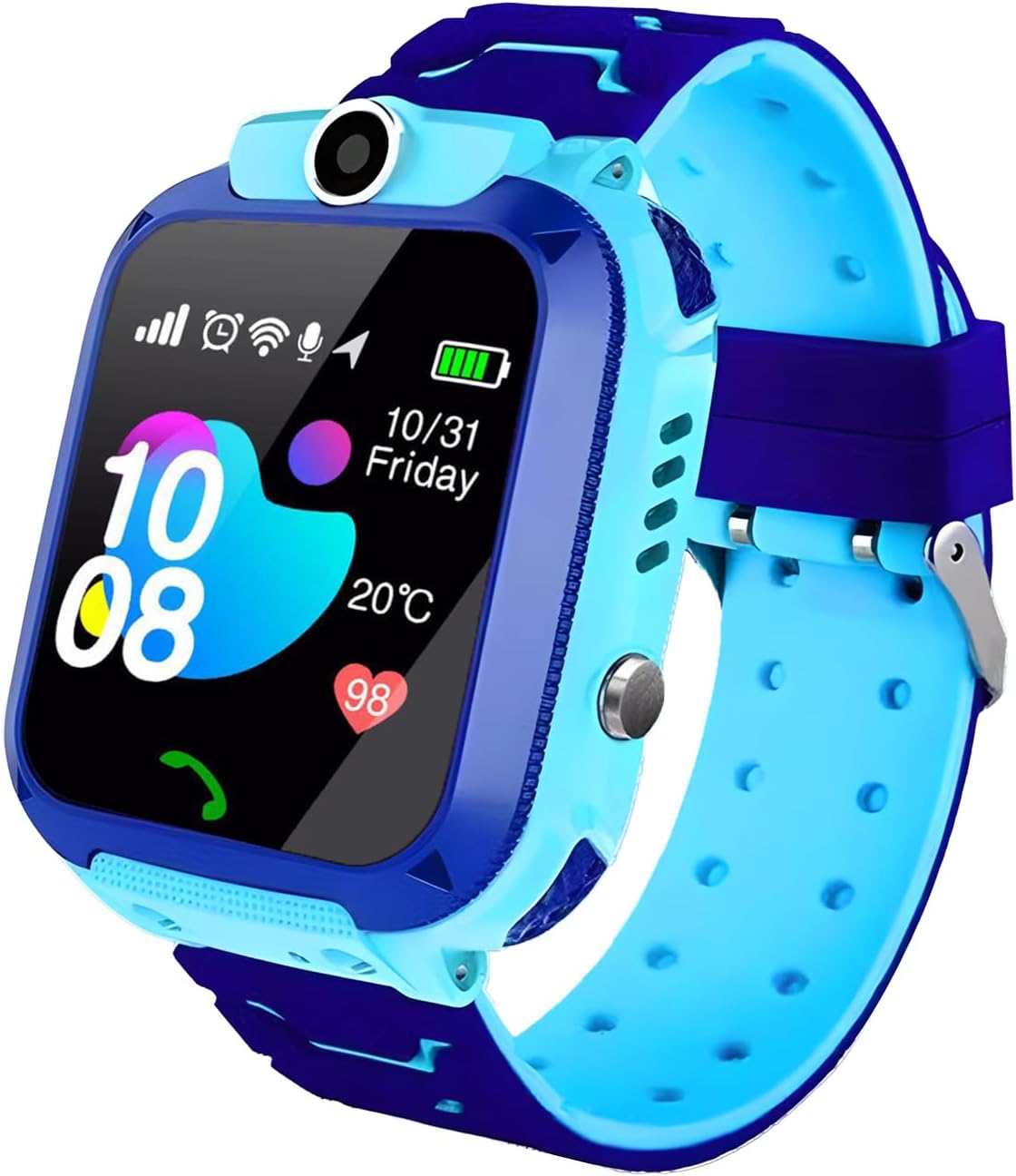 DDD Kids Waterproof Smart Watch, SIM Card for Make and Receive Calls, with Puzzle Games, Touch Screen, HD Camera, Music Player, Suitable for Children Aged 3-12, Best Gift for Kids (Blue)