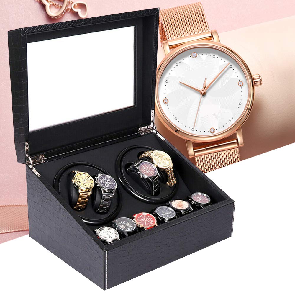 Scatola di carica Orologi automatici 10 Scatola Rotante Orologi Elettrici Nero, Motore Silenzioso, per Ufficio Camera Spogliatoio Negozio, Esposizione Stoccaggio Orologi al Quarzo Sport