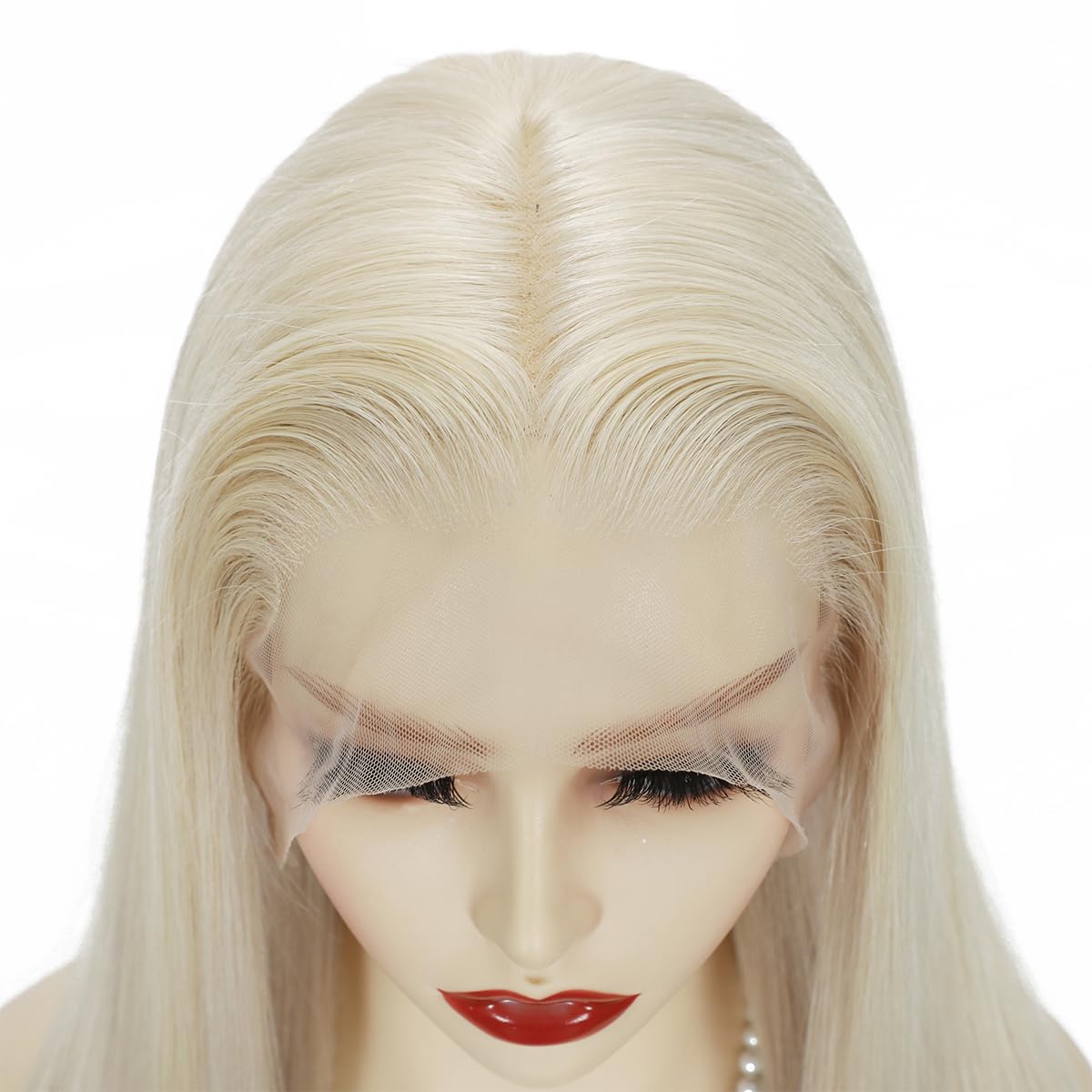 Peruka damska z prawdziwych włosów 60# biały blond Full Lace Wig, ludzkie włosy 100% Remy przezroczysta koronka wstępnie plucked 30 cm