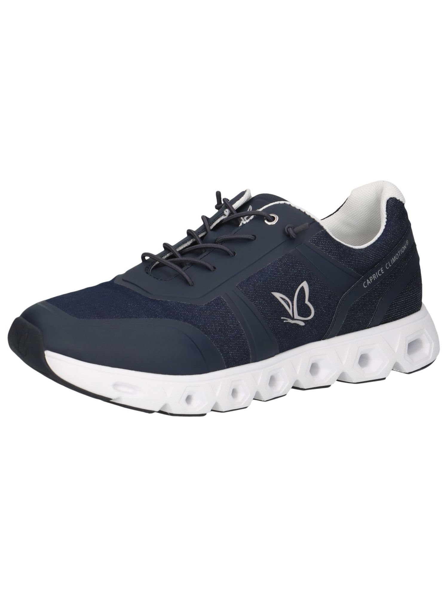 CAPRICE Women's Flat Sneakers with Laces Vegan, Blue (Jeans Comb), 3.5 UK