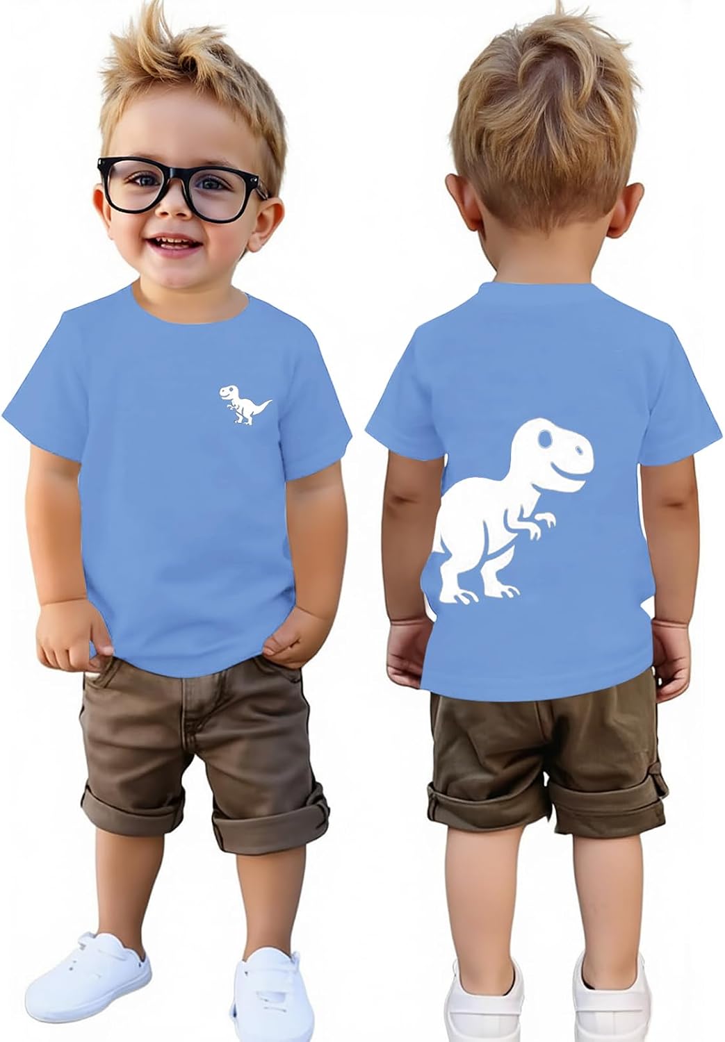 Haloumoning Toddler Baby Boy Short Sleeve Dinosaur T-Shirts Kids Summer Casual Graphic Top Tees 9M-8Y