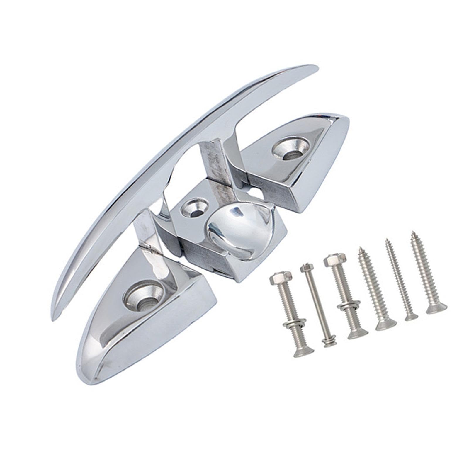 Vaveren Boat Folding Cleat Boat Accessory Hardware Easy to Install Portable Marine Flip up Dock Cleat Rope Cleat for Boats Yacht, 6 Inch with Screw