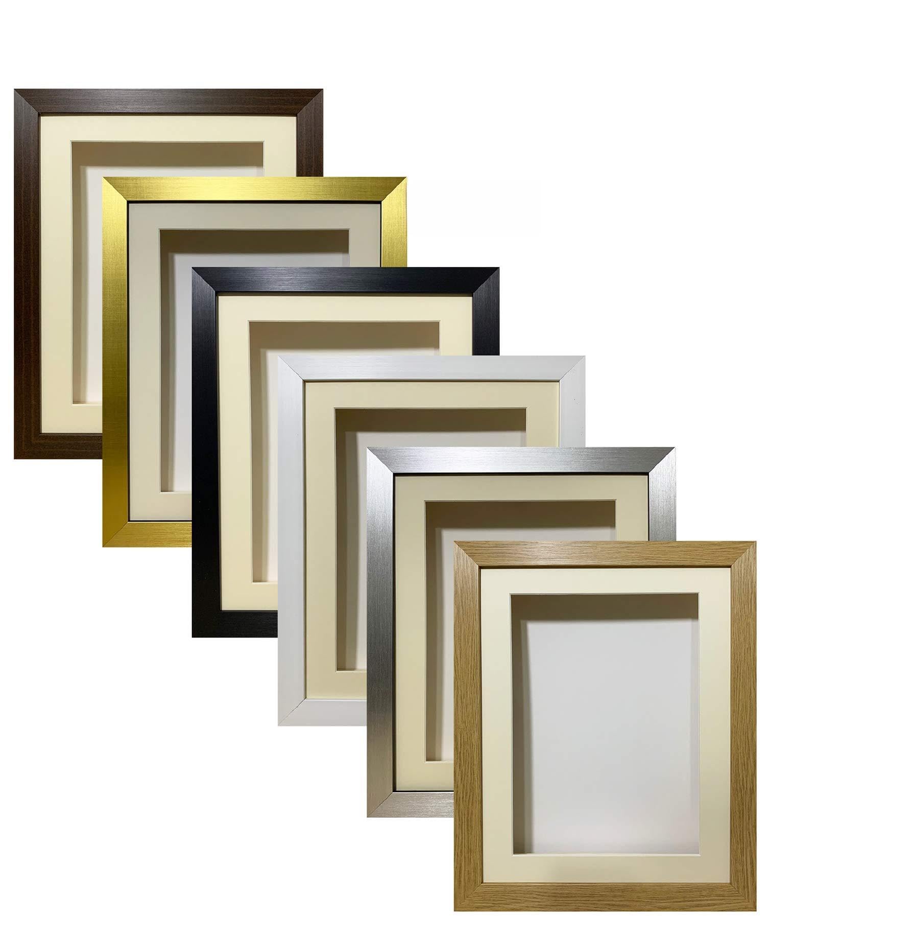 Kwik Picture Framing Ltd Natural 3D Box Picture, Photo, Momento, Keepsake, Memorabilia, Wedding Flowers, Medals, Baby Casts Frame| 1 Inch Deep Shadow Box Frame | Ivory Mount | (Oak) Frame