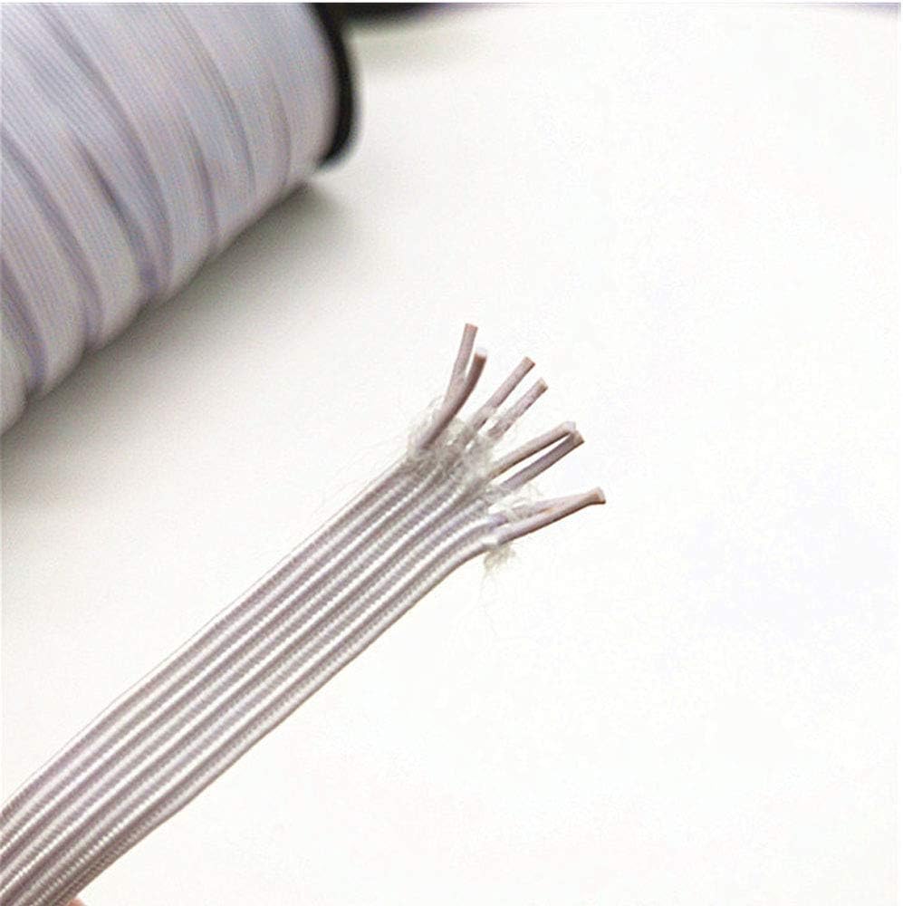 85 Yards Length 1/4 Inch Width Braided Elastic Band White Elastic Cord Heavy Stretch High Elasticity Knit Elastic Band for Sewing Crafts DIY, Mask, Bedspread, Cuff (White)