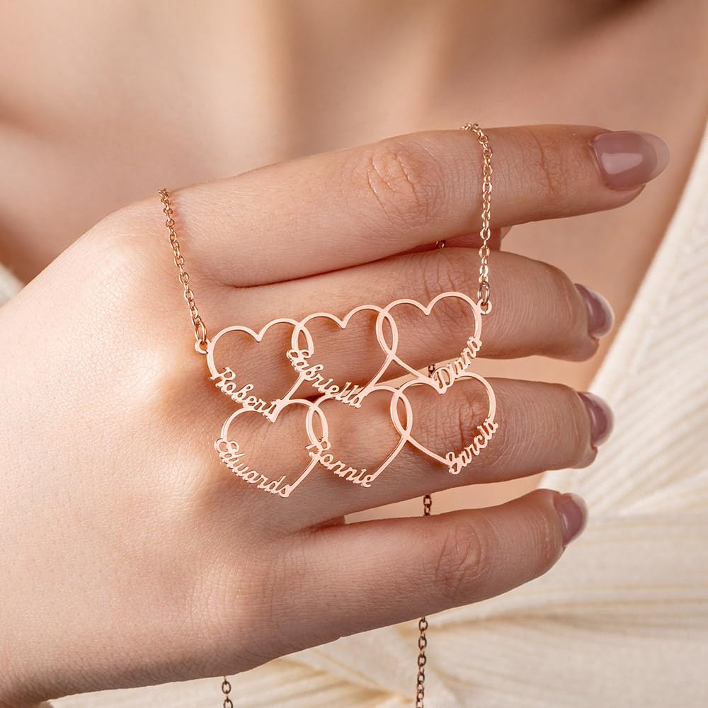 AILIN Personalized Heart Mom Necklace With 1-8 Names 925 Sterling Silver/Stainless Steel Custom Mother Daughter Necklace Family Jewelry Christmas Birthday Gifts For Women Grandma Granddaughter - Image 6