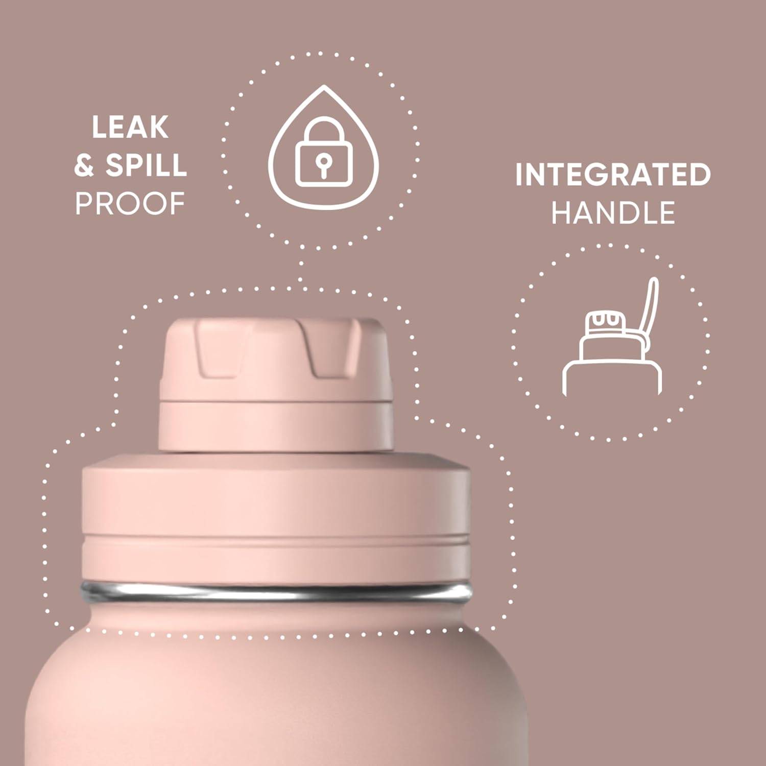 Hydrapeak 32oz Sport Insulated Water Bottle with Straw & Chug Lid, Leak & Spill Proof, Keeps Drinks Cold for 24 Hours, Hot for 12 Hours, Premium Stainless Steel Water Bottles (32oz, Peony)