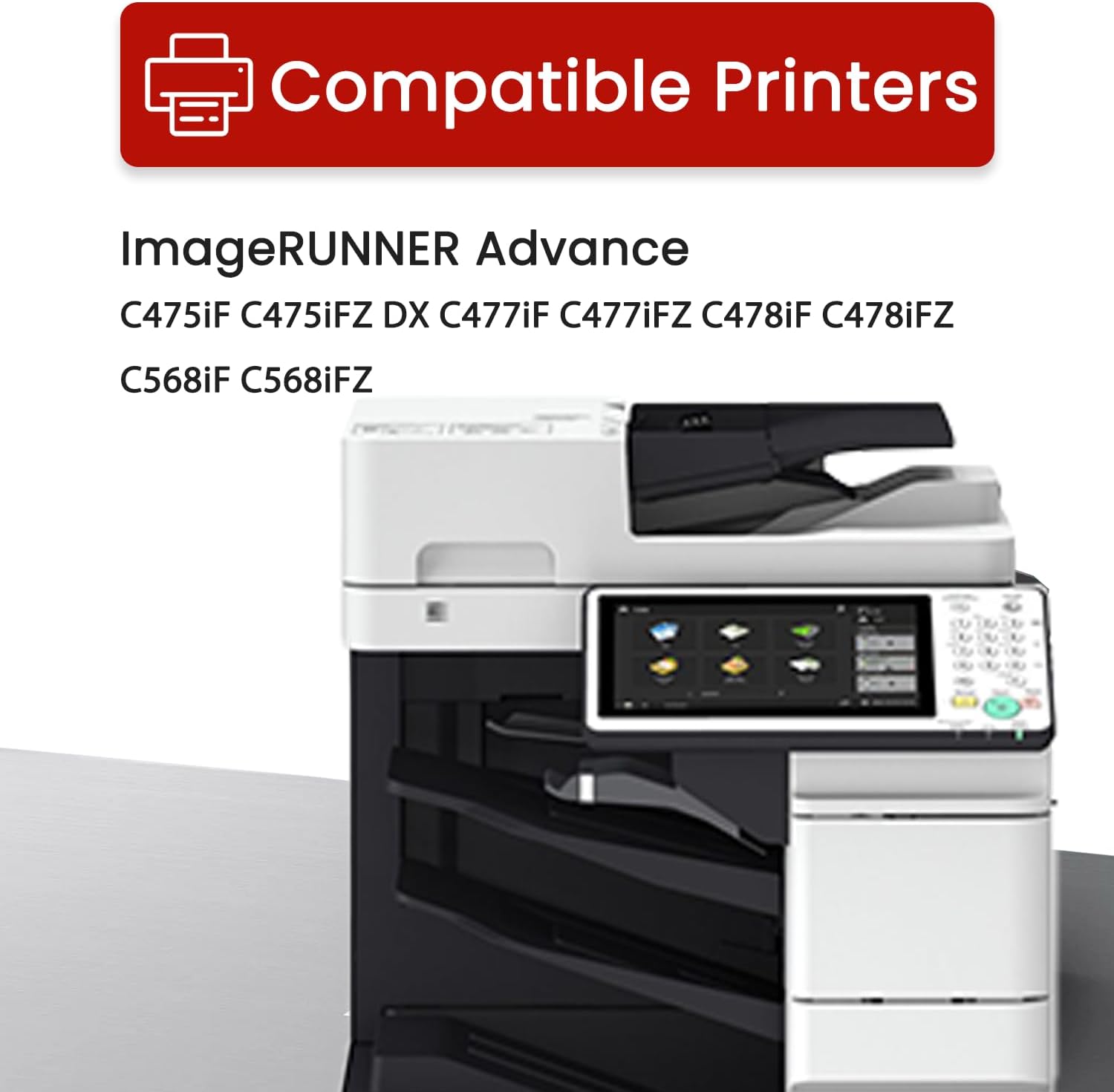 t04 toner cartridge 4 pack (with new chip) replacement for canon t04 t04l 2977c001aa 2978c001aa 2979c001aa 2980c001aa toner for imagerunner advance c475if c475ifz dx c477if c477ifz c478if printers