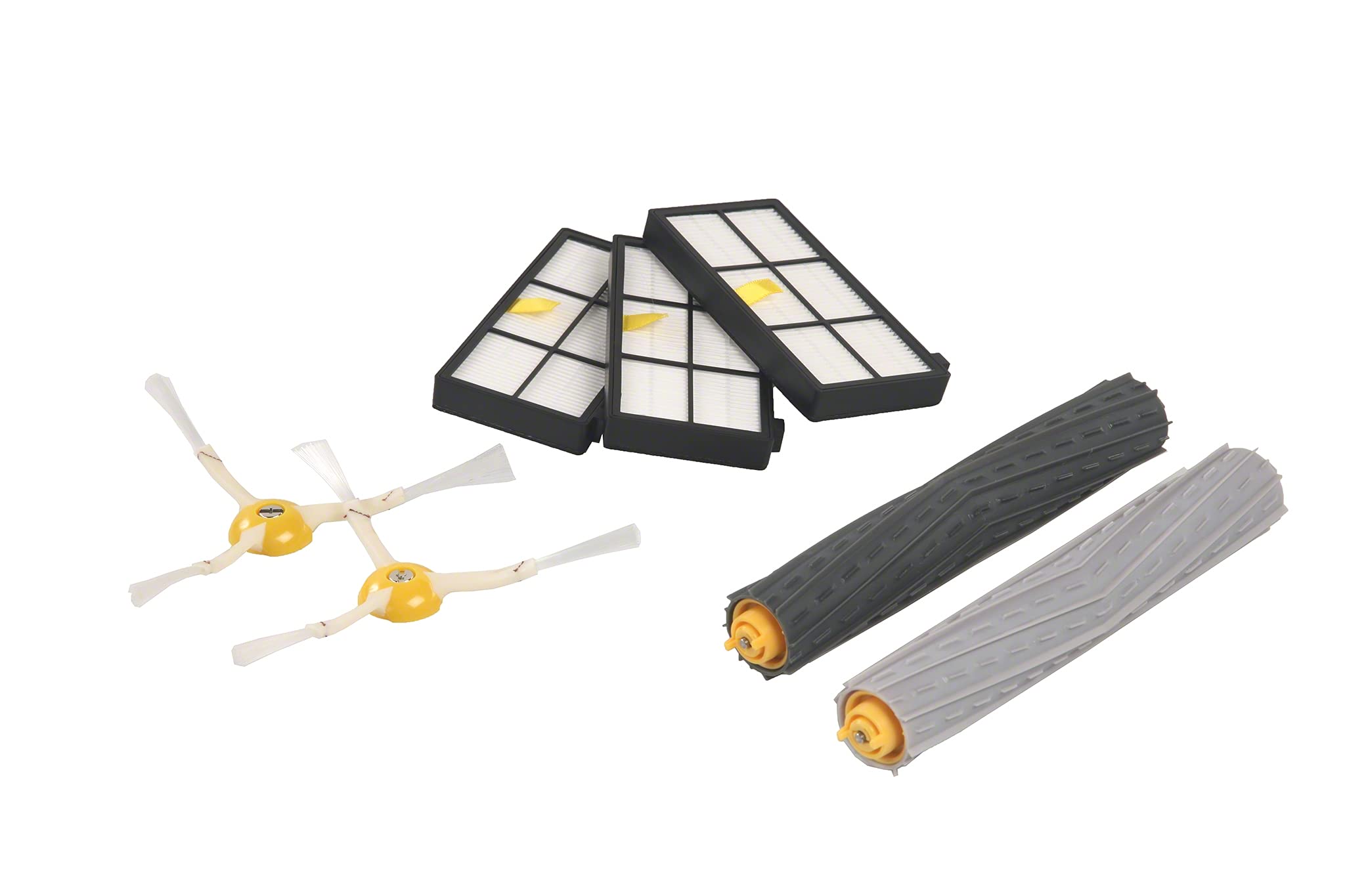 iRobot Originalteile - Wartungskit für 800/900 Serie, Offizielles Zubehör, 2X Eck- und Kantenbürsten, 3X Hocheffizienzfilter, 2X Gummibürsten für alle Böden, Schwarz/Weiß/Grau