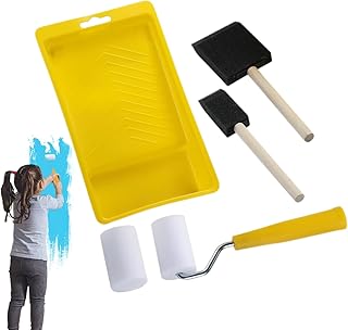 ペイントローラーキット、ペイントエッジャーコンボキット, 2インチ ローラーブラシ ミニペイント ペイント ペイントツール ブラシ デッドアングルなし スポンジローラーブラシペイントトレイ付きコンボミニペイントキット - インテリアペイントブラシ、部屋の天井壁のペイントツール