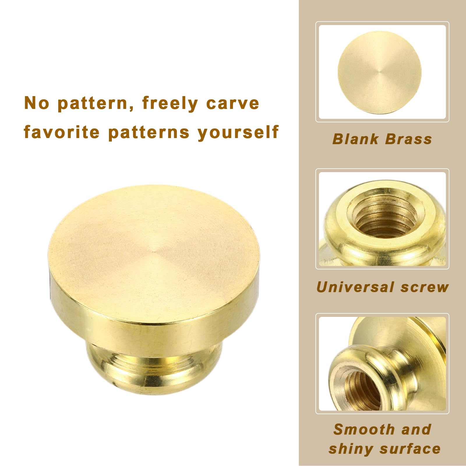 PATIKIL 22mm Blank Wax Seal Stamp, 3 Pack Round Sealing Wax Stamp Vintage Retro Brass Head for Envelope Invitation Cards - Image 4