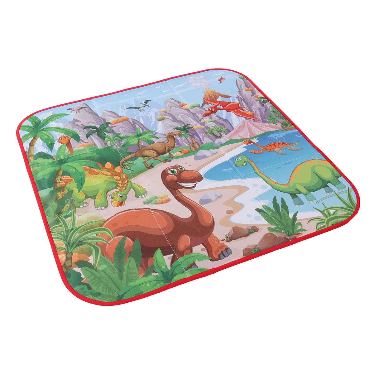 WnewTools 72x72cm Children Cartoon Play Mat+6 Dinosaur Toy Square Folding Box Camping Mat Kid Toddler Crawling Picnic Carpet