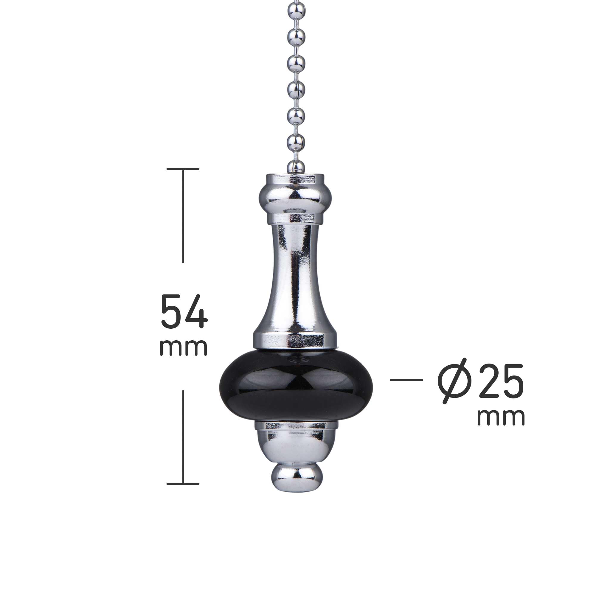 ElekTek UK Safety Approved Matt Black Bathroom Light Pull Switch Kit Black Ceramic Disc + Chrome Chain, EN 60669-1 & CE Mark - Image 4