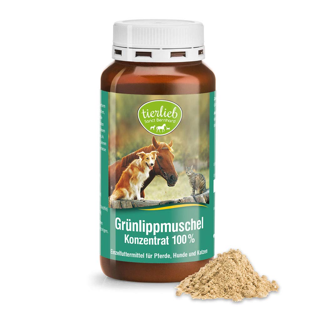 Sanct Bernhard tierlieb Grünlippmuschel-Konzentrat 100 % – Pulver, 150 g, für Hunde und Katzen