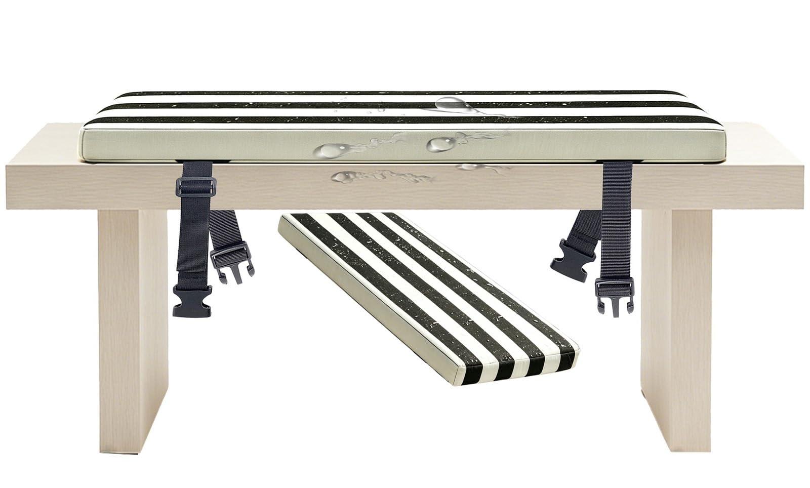 ILiemao Black and White Striped Patio Cushions for Outdoor Furniture, 80% Waterproof Wicker Chaise Lounge Chair Cushions, Bluk and White Outdoor Bench Cushion with Ties(Black White,50x40 cm 20x16 in)