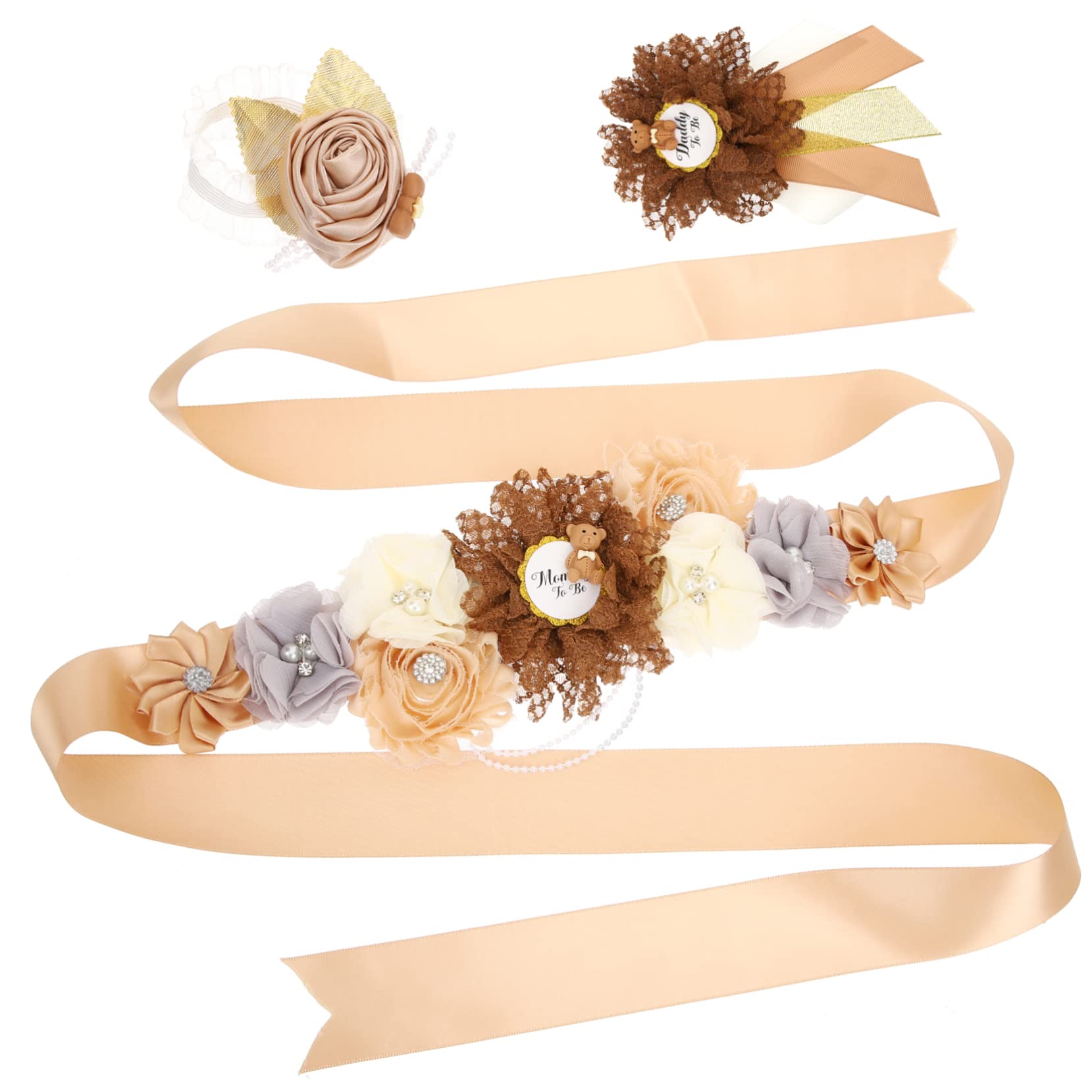 Ceinture de maternité en satin café pour future maman - 8