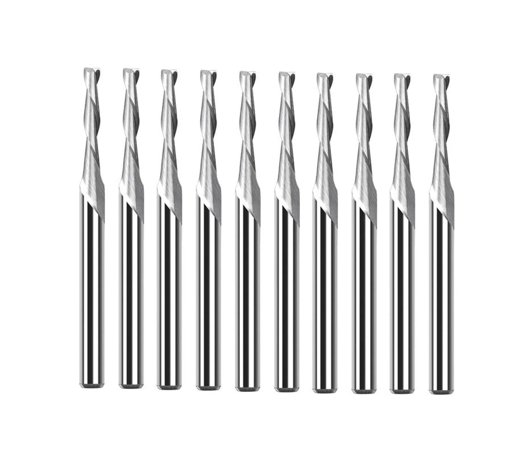 10 punte for fresa a spirale in carburo 2 frese piatte for flauto for incisione su legno acrilico(3.175x3.175x15)