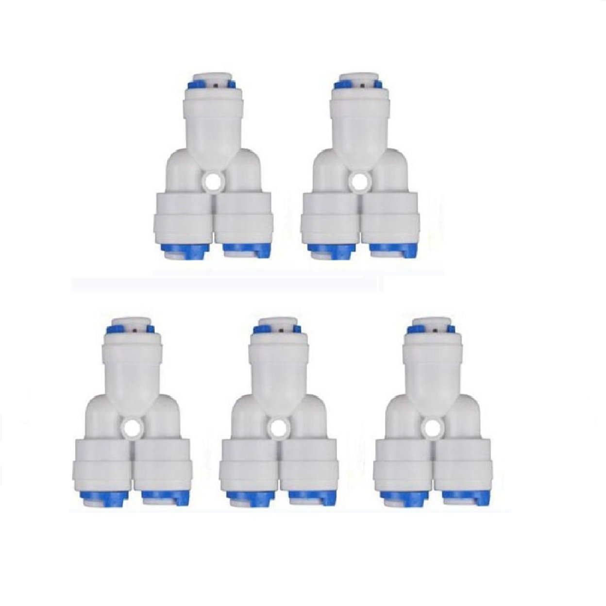 Lemoy 1 4 inch 3-way Union Tee Quick Connect Push Fit RO Water Reverse Osmosis Filter Set Of