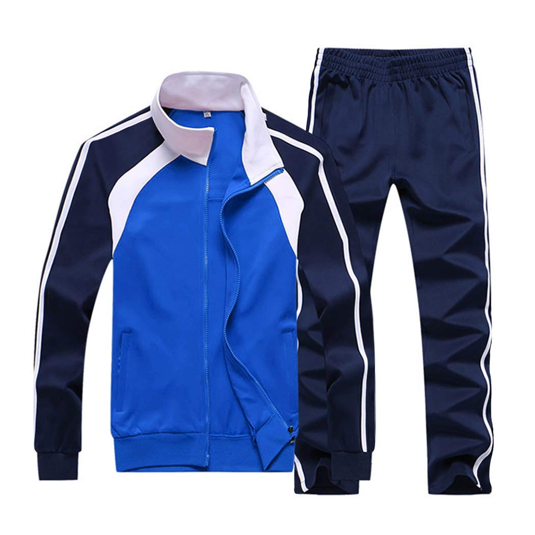 Sun Lorence Mens Athletic Running Tracksuit Set Casual Full Zip Jogging Sweat Suit