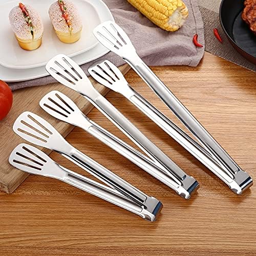 Cooking Tongs Bread Tongs Stainless Steel Buffet-Type Barbecue Meat Clip BBQ Accessories Grill Tool BBQ Tong Kitchen Tools(9inch)