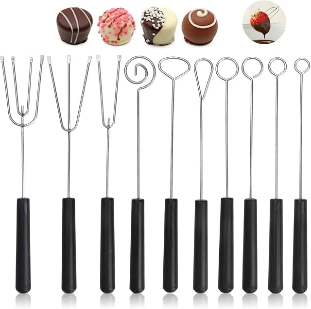 10Pcs Chocolate Dipping Set, Stainless Steel Fondue Forks Chocolate Dipping Fork DIY Decorating Tool
