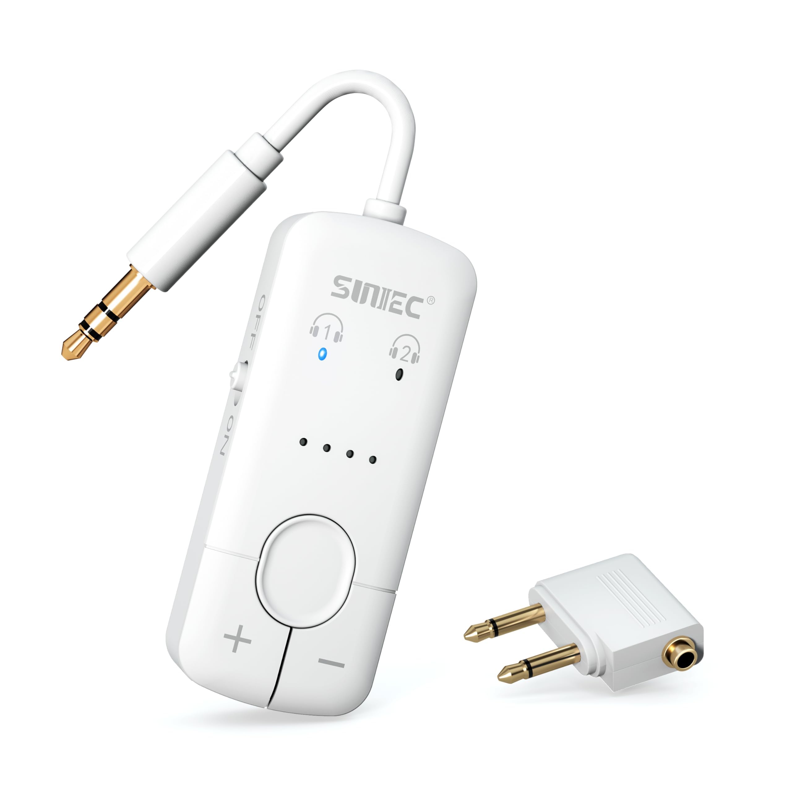 SUNITECAirplane Bluetooth 5.3 Adapter, Airfly Dual Connection Airplane Headphone Adaptor, Support APTX Low Latency, Bluetooth 3.5mm AUX Transmitter for TV, Travel,Airlink,Gym,Tablets,Airpods
