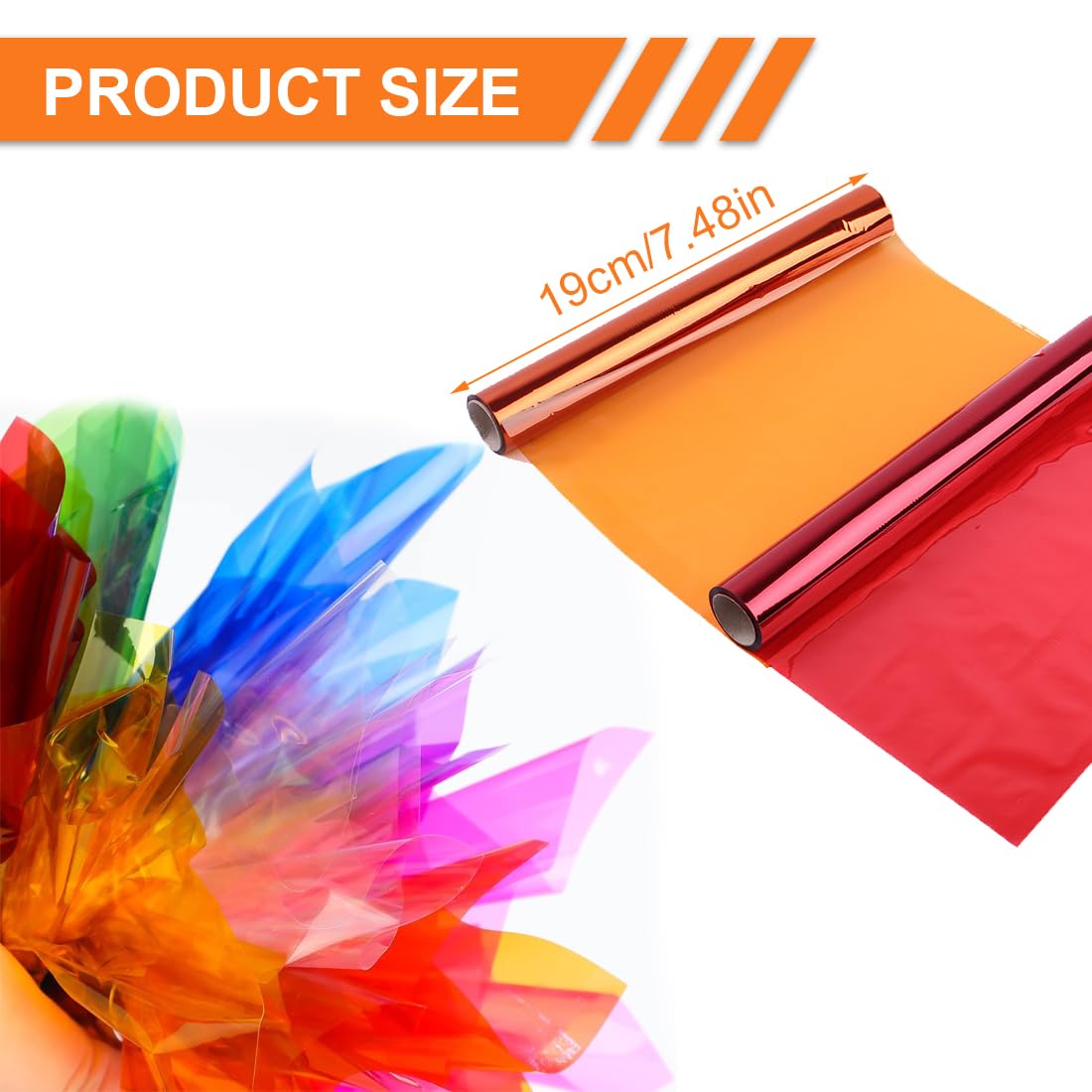 200 Feuilles Cellophane Coloré 19x19cm - 8 Couleurs - Film Transparent Pour Emballage, DIY
