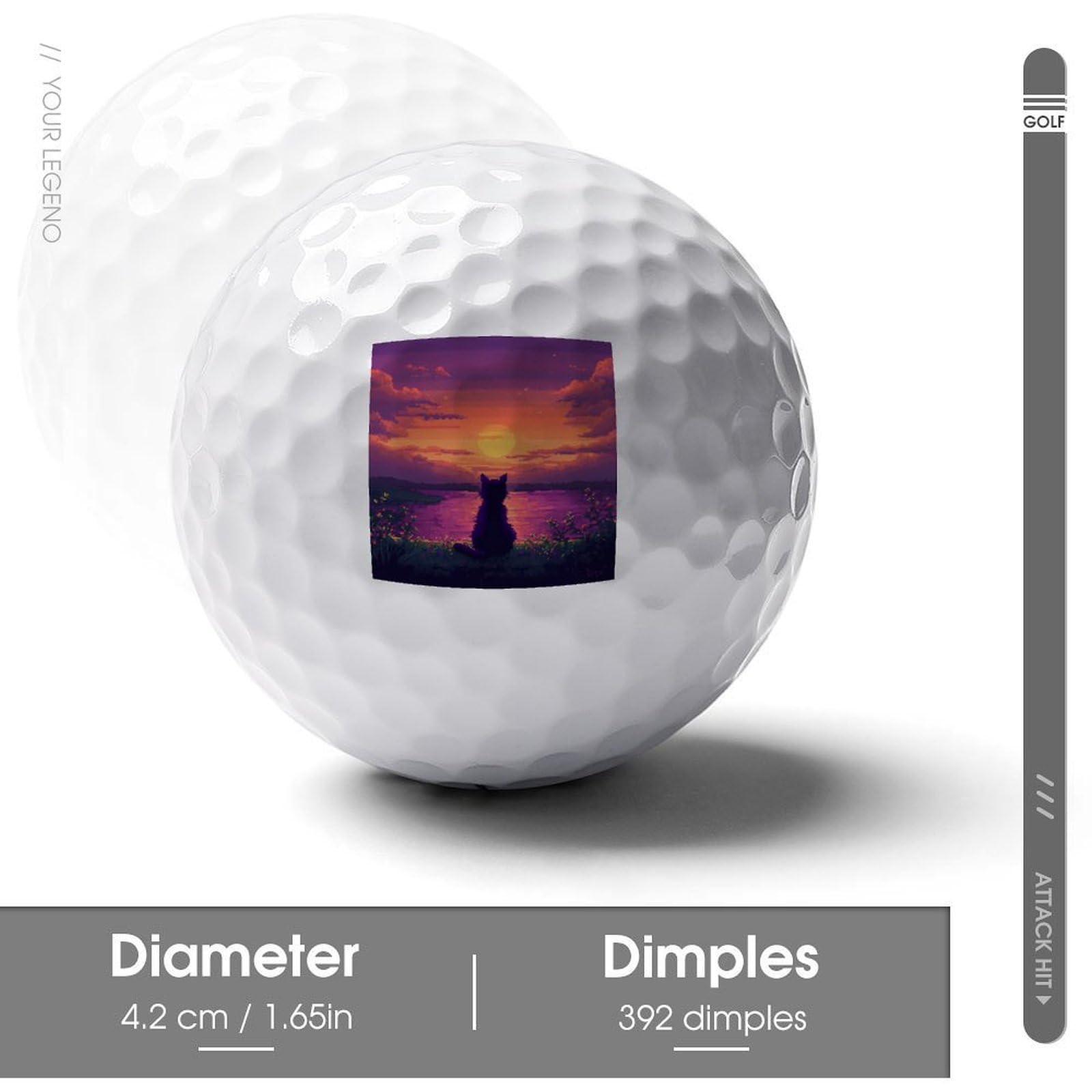 Digital Cat Enjoy The Sunset Logo Golf Balls Personalized Ball Custom for Men Women Boyfriend Husband